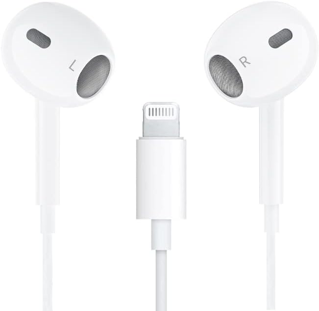 Apple Certified Lightning Earbuds with Built-In Microphone and Volume Control, Compatible with iPhone 14/13/12/11/SE/X/XR/XS/8/7, iOS Support