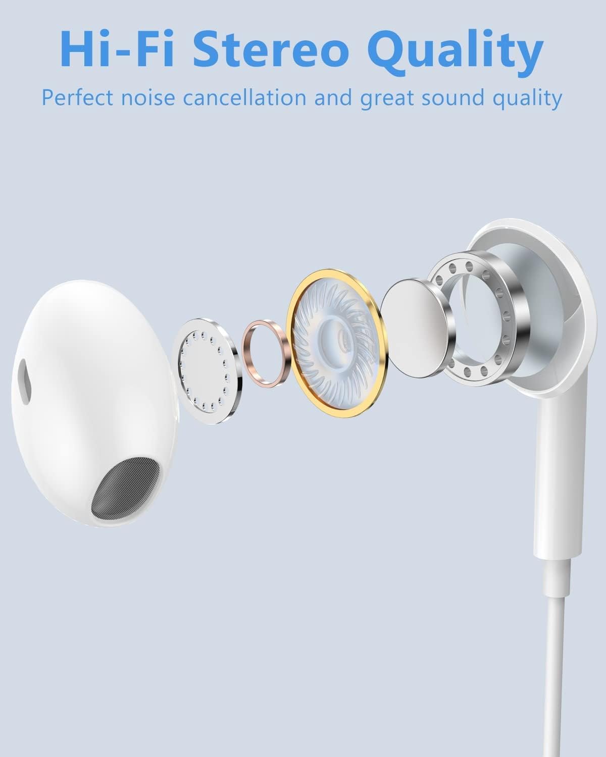 Apple Certified Lightning Earbuds with Built-In Microphone and Volume Control, Compatible with iPhone 14/13/12/11/SE/X/XR/XS/8/7, iOS Support